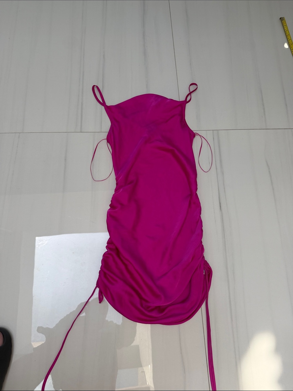 1.STATE Hot Pink Satin Slip Dress with Adjustable Spaghetti Straps
